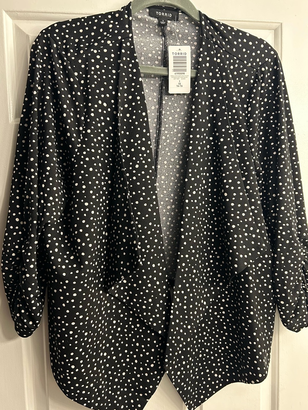 Torrid Black Blazer with White Polka Dots NWT 1X
